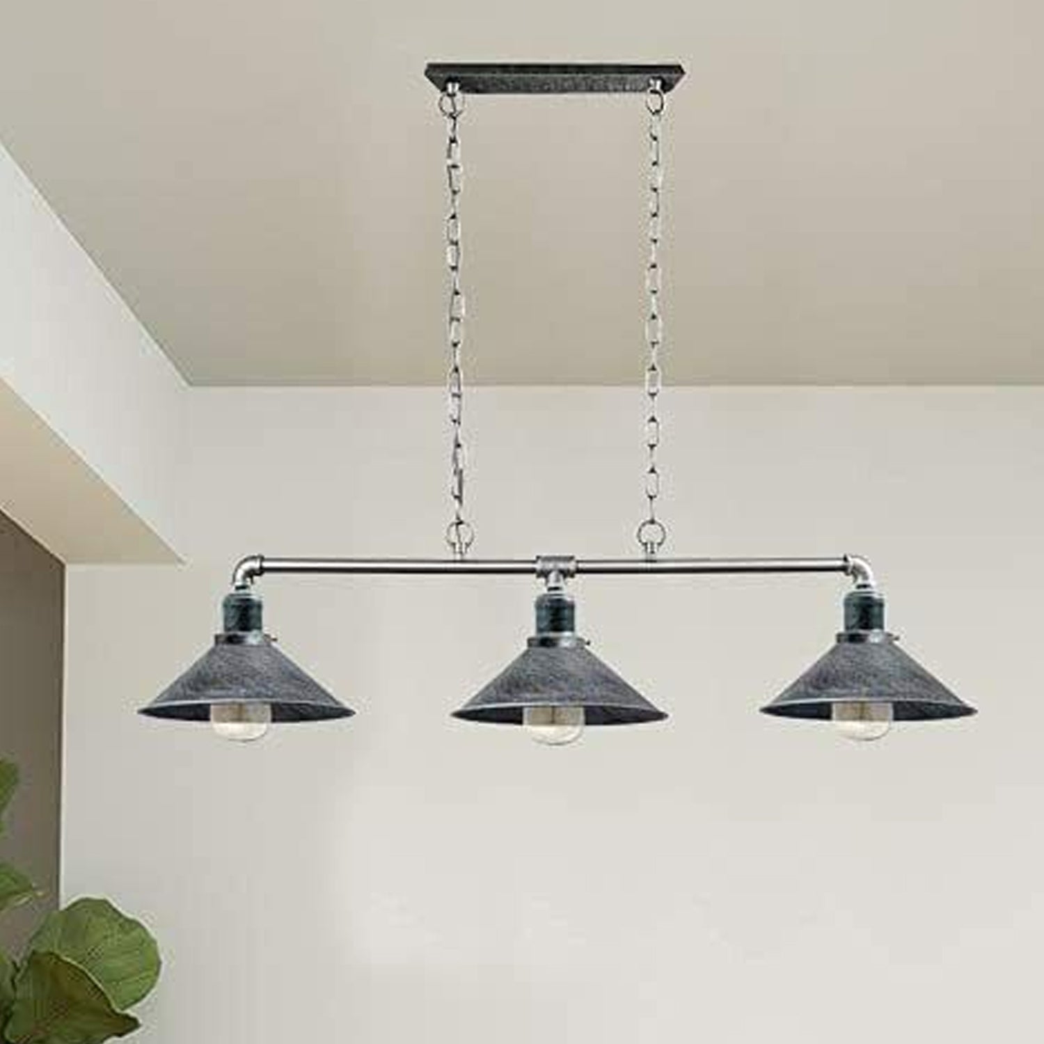 Metal Water Pipe Vintage Light Fitting 3 Lamp ~1861
