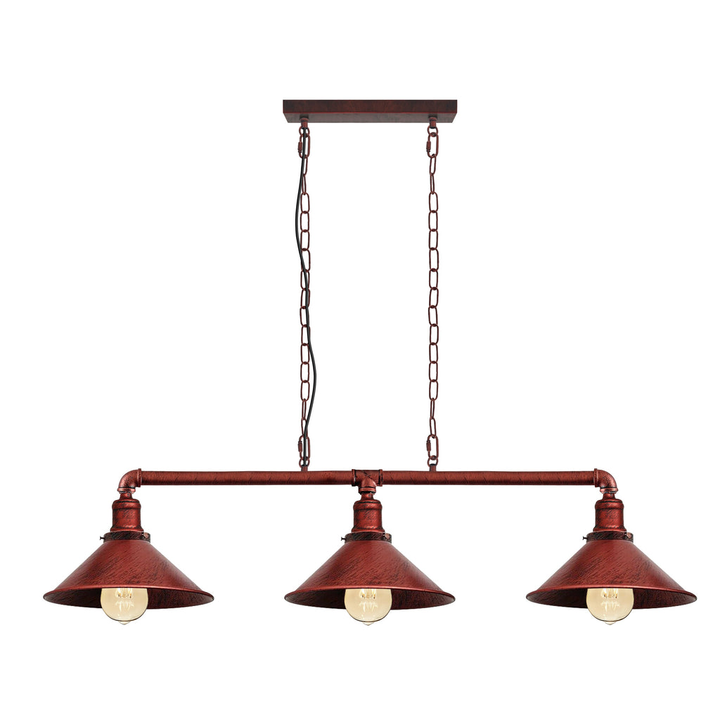 Metal Water Pipe Vintage Light Fitting 3 Lamp ~1861