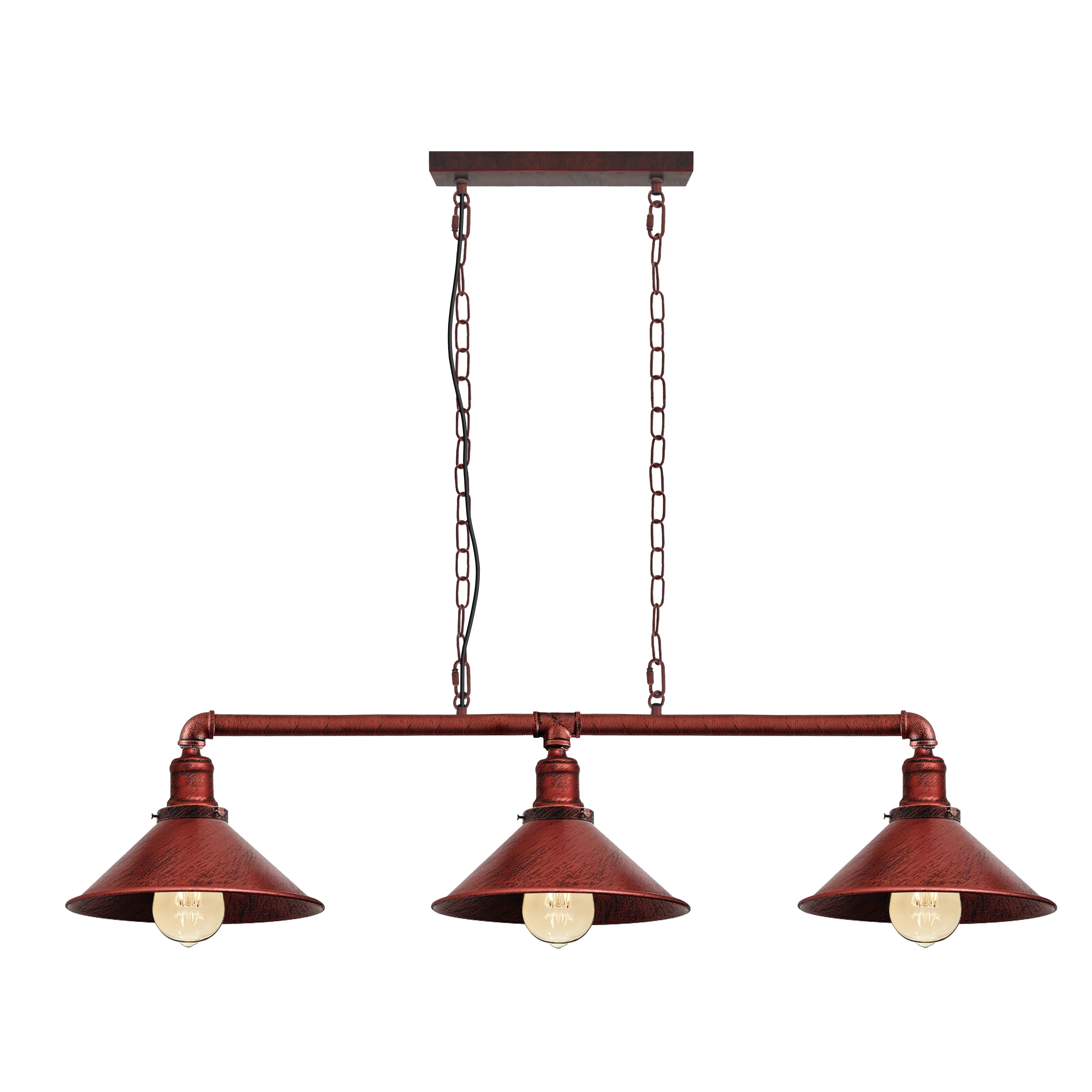 Metal Water Pipe Vintage Light Fitting 3 Lamp ~1861