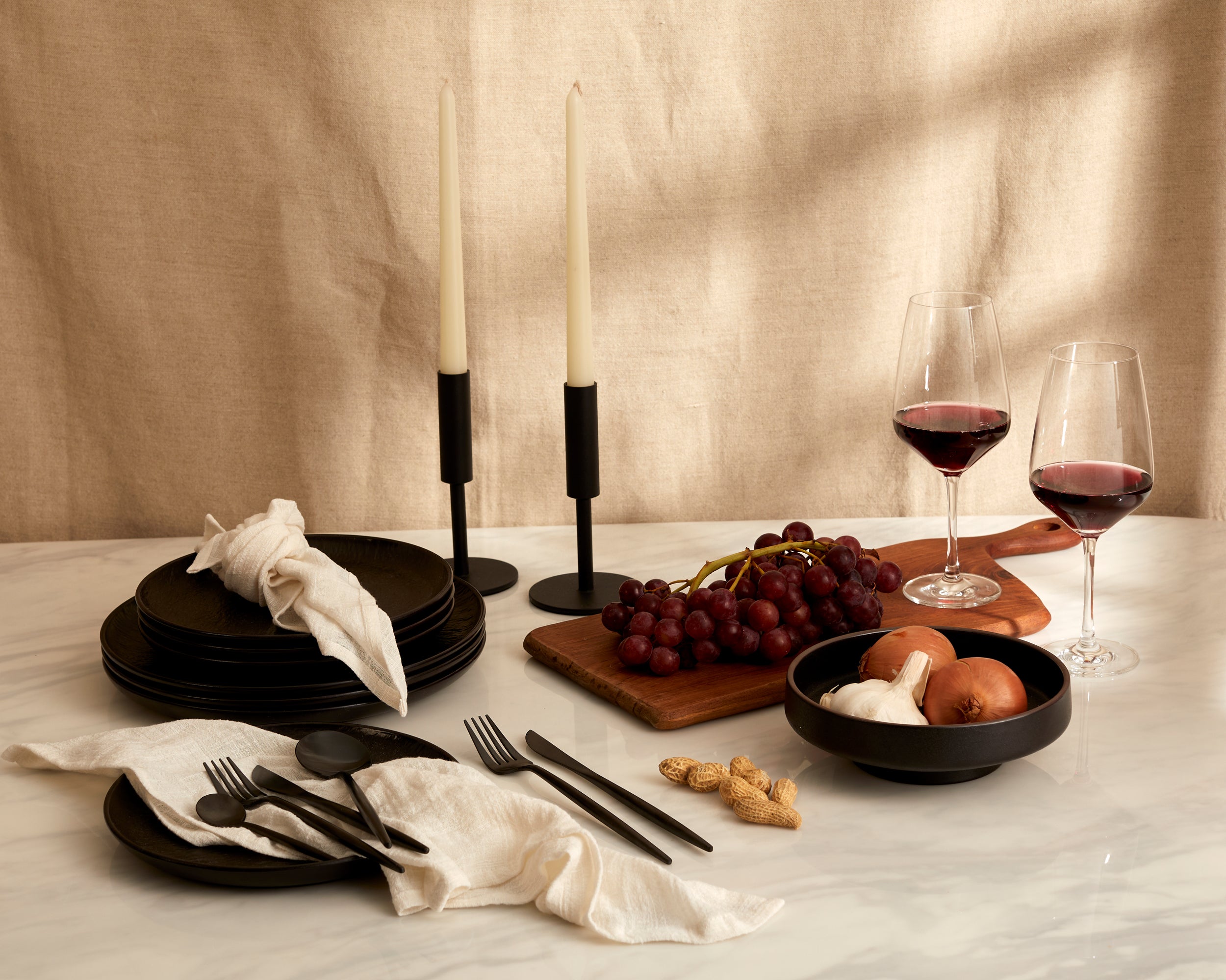 London Black Cutlery Set – 16 or 24 Piece Stainless Steel Matte Flatware