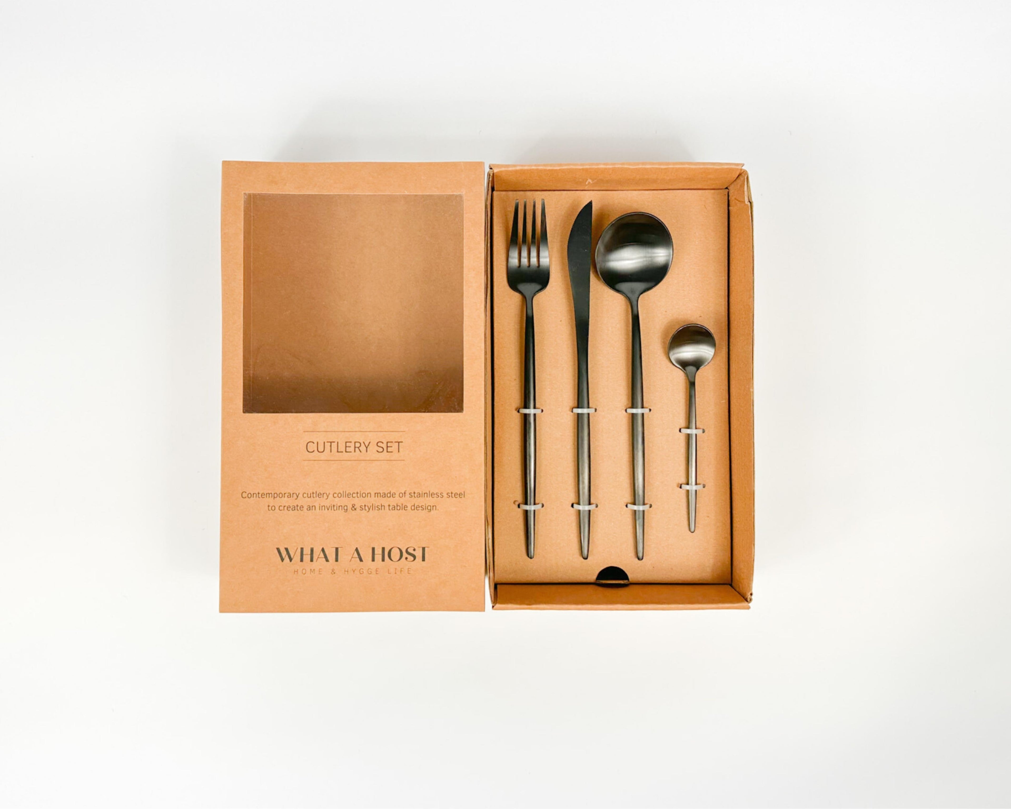 London Black Cutlery Set – 16 or 24 Piece Stainless Steel Matte Flatware