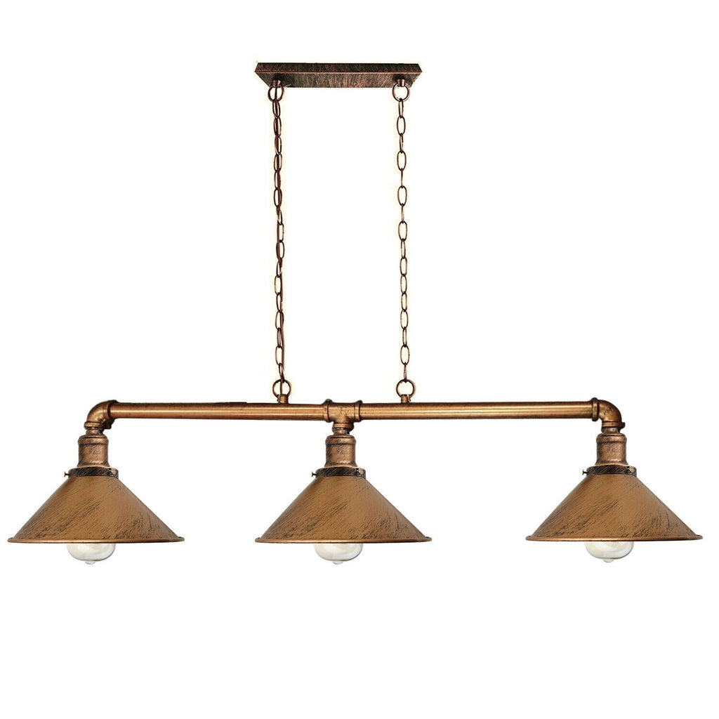 Metal Water Pipe Vintage Light Fitting 3 Lamp ~1861