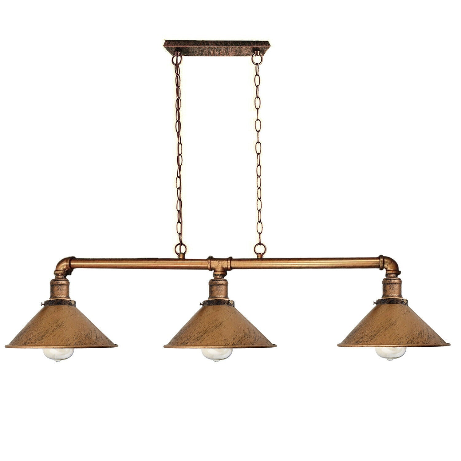 Metal Water Pipe Vintage Light Fitting 3 Lamp ~1861