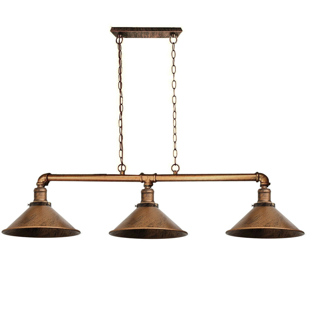 Metal Water Pipe Vintage Light Fitting 3 Lamp ~1861