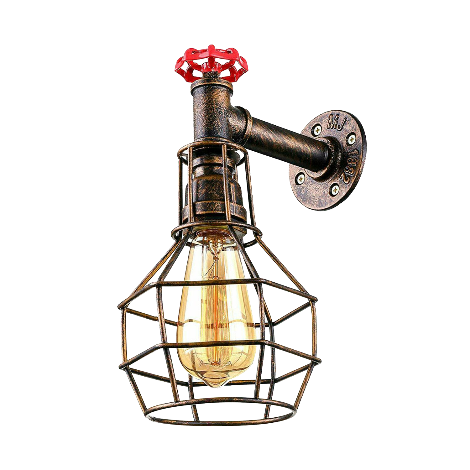 Brushed Copper Modern Industrial Retro Vintage Style Pipe Cage Wall Light Wall Lamp Fixture~1117