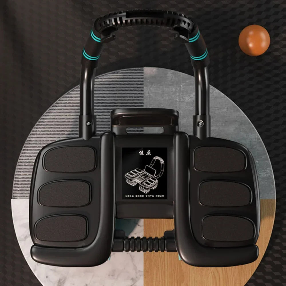 Six-Wheel Abdominal Exercise Roller Automatic Rebound Black