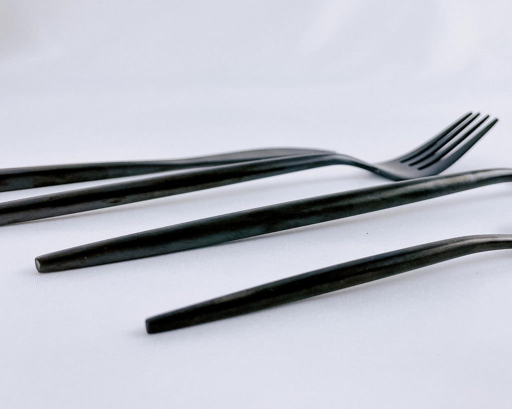 London Black Cutlery Set – 16 or 24 Piece Stainless Steel Matte Flatware