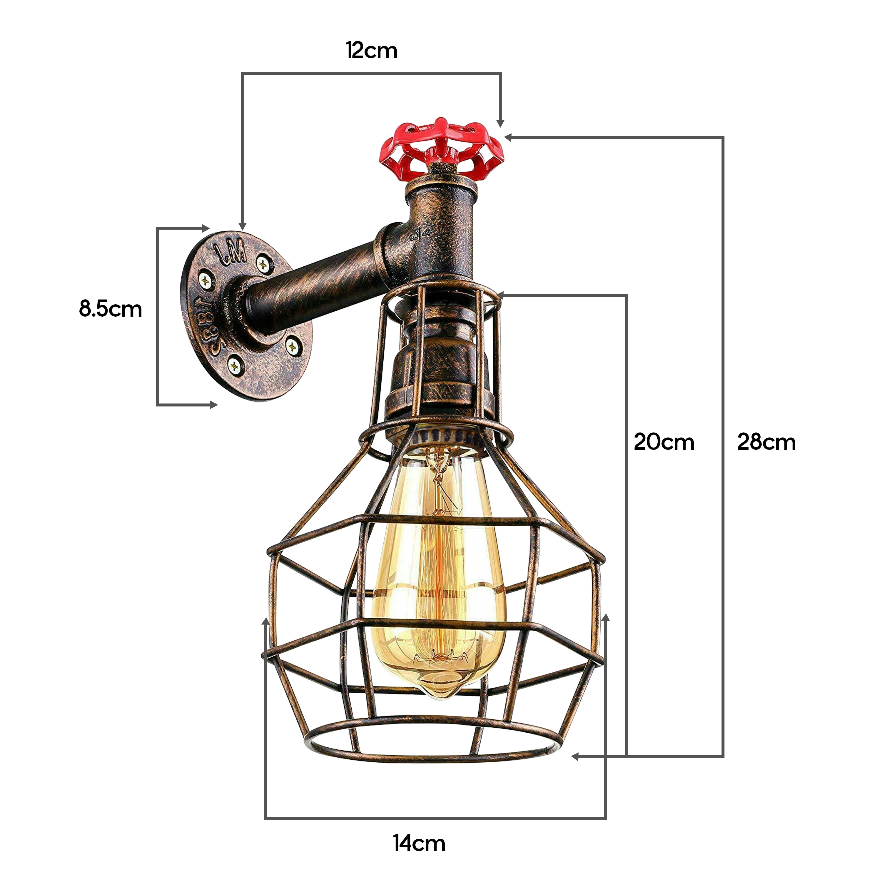 Brushed Copper Modern Industrial Retro Vintage Style Pipe Cage Wall Light Wall Lamp Fixture~1117